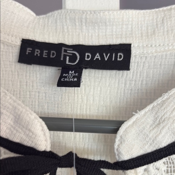 Fred David Cream Tie Front Embellished Blouse - Picture 4 of 5